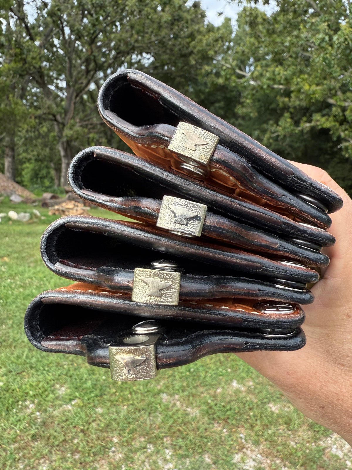 G4 Long Biker Chain Wallet, Chain &amp; Loop Combo Set - Tan Basket Weave