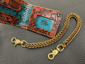 Hand Stained Bifold Leather Chain Wallet - Hold Fast