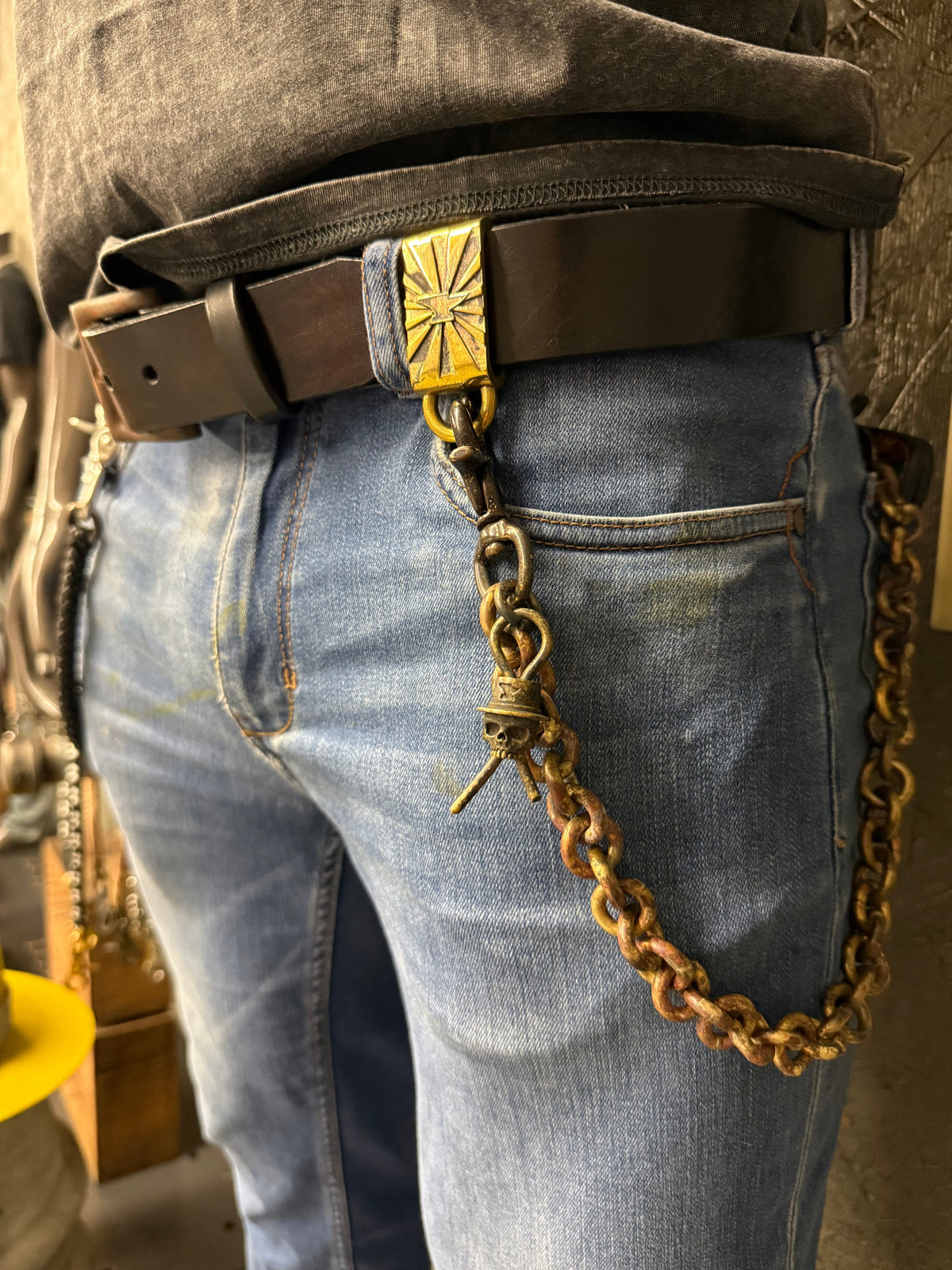 Hand Stained Bifold Leather Chain Wallet - Hold Fast