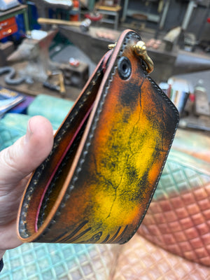 Hand Stained G3 Bifold Leather Chain Wallet - “Creeper” - Anvil Customs