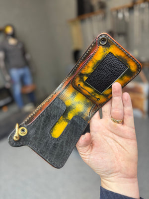 Hand Stained G3 Bifold Leather Chain Wallet - “Creeper” - Anvil Customs