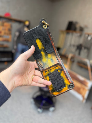 Hand Stained G3 Bifold Leather Chain Wallet - “Creeper” - Anvil Customs