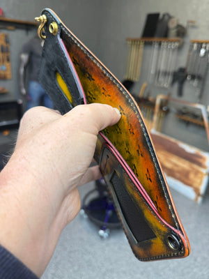 Hand Stained G3 Bifold Leather Chain Wallet - “Creeper” - Anvil Customs