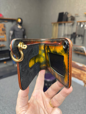 Hand Stained G3 Bifold Leather Chain Wallet - “Creeper” - Anvil Customs