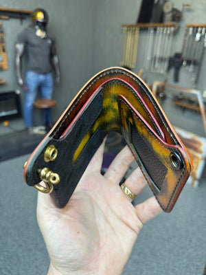 Hand Stained G3 Bifold Leather Chain Wallet - “Creeper” - Anvil Customs