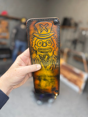 Hand Stained G3 Bifold Leather Chain Wallet - “Creeper” - Anvil Customs