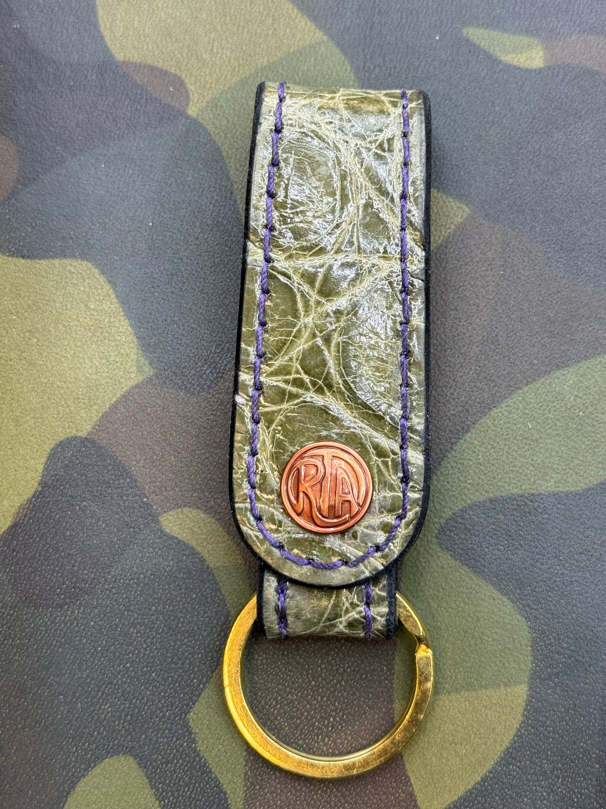 Leather Belt Loop - Army Green Alligator