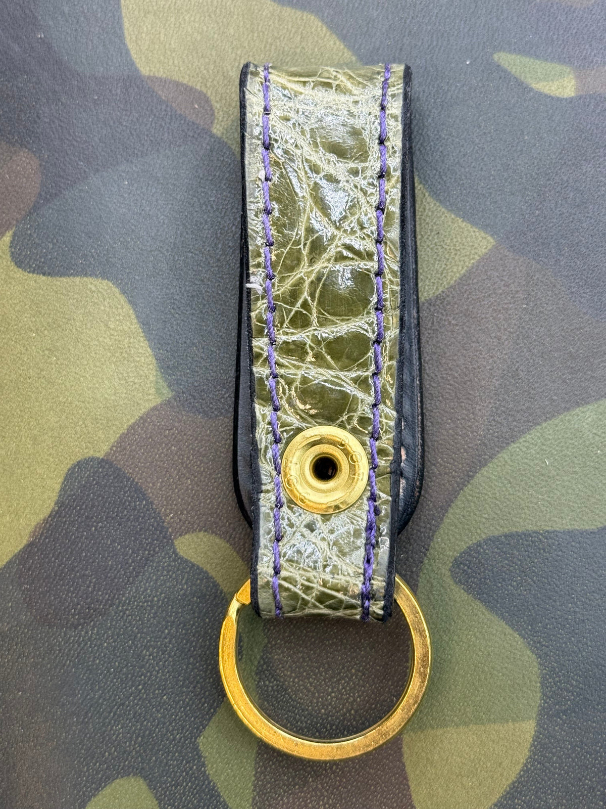 Leather Belt Loop - Army Green Alligator