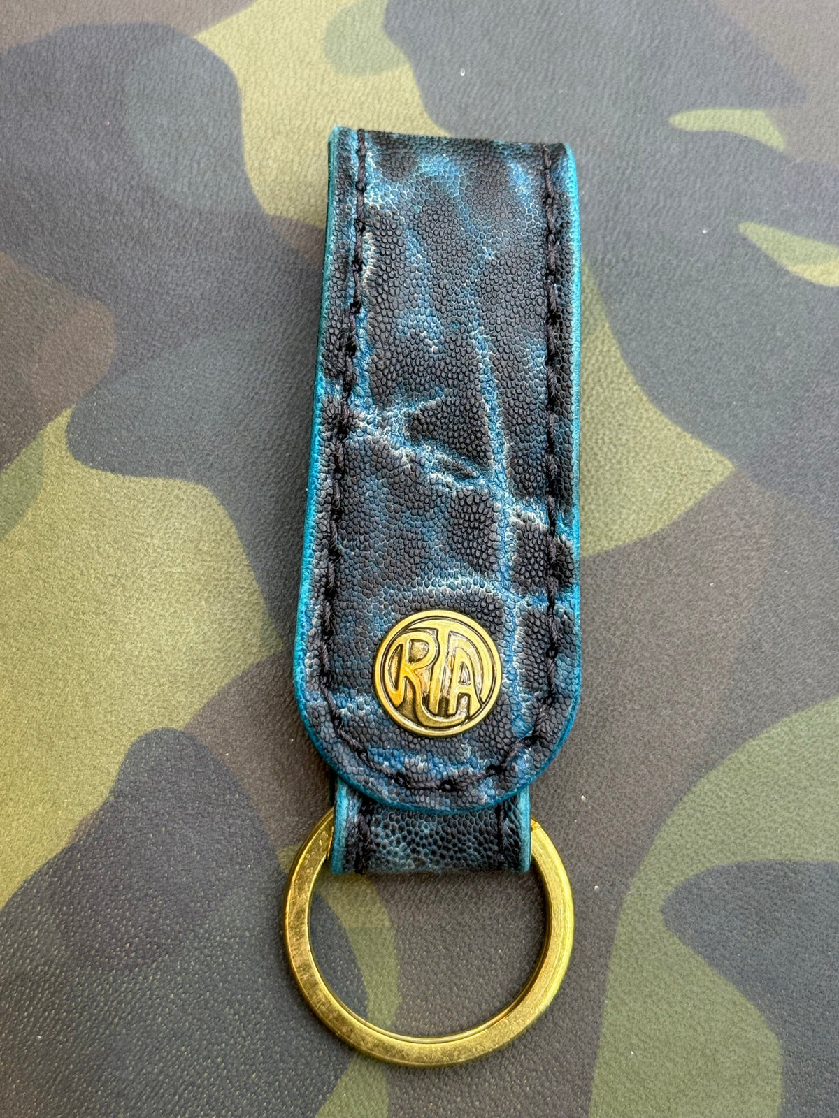 Leather Loop - Antique Turquoise Elephant