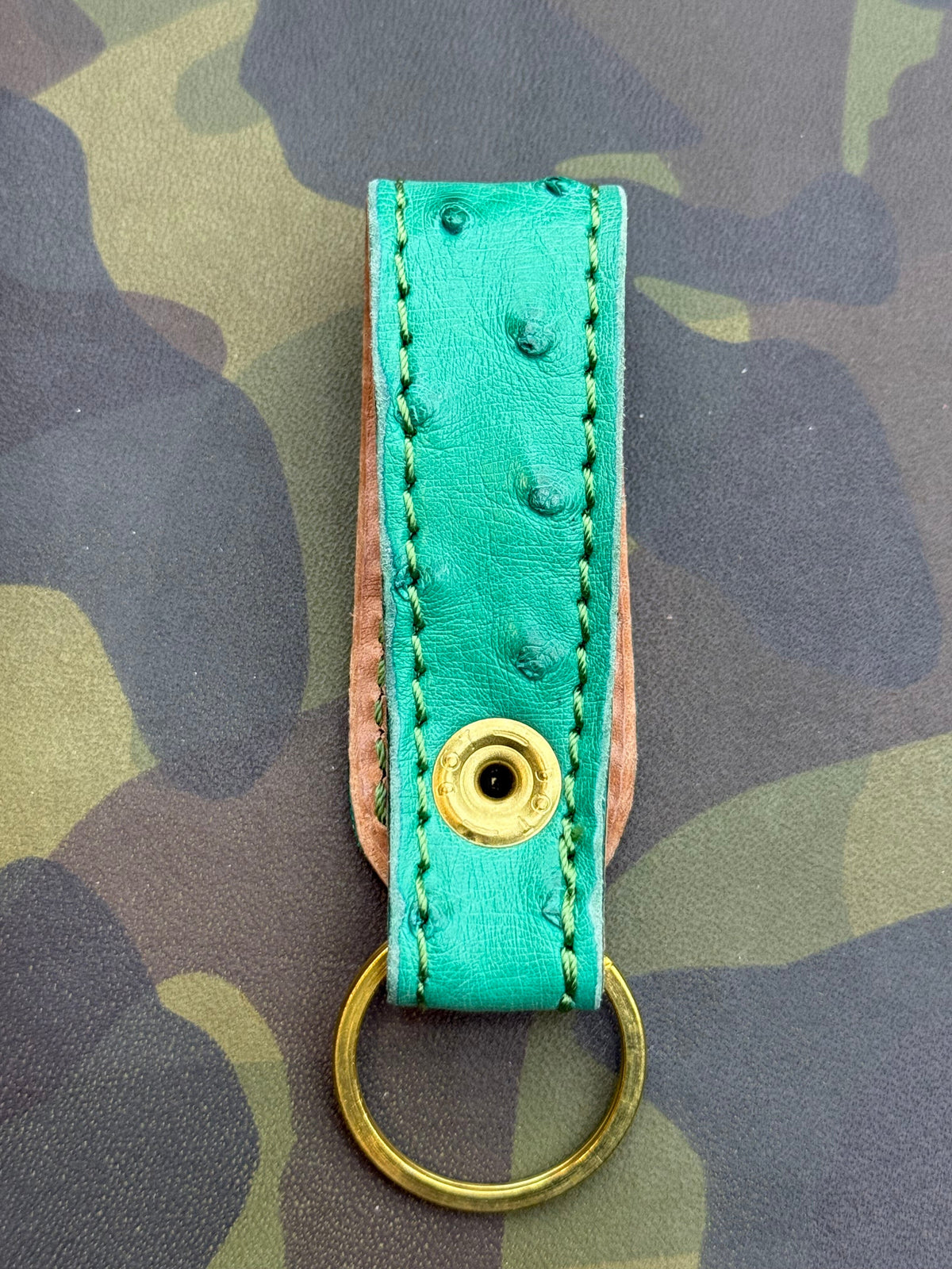 Leather Loop - Green Ostrich