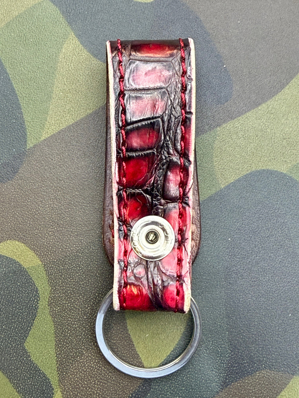 Leather Loop - Red/Black Alligator