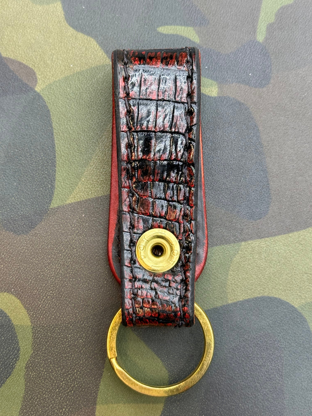 Leather Loop - Red/Black Alligator