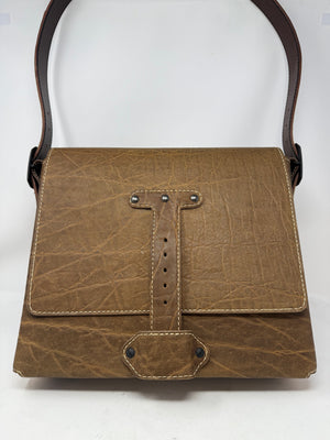 Leather Messenger Bag - Cocoa Elephant x Natural