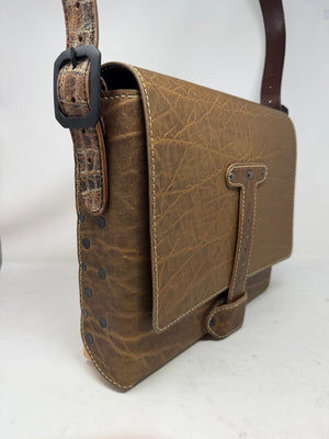 Leather Messenger Bag - Cocoa Elephant x Natural