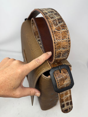 Leather Messenger Bag - Cocoa Elephant x Natural