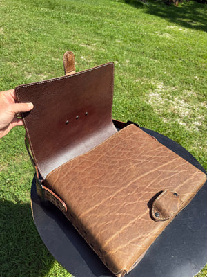 Leather Messenger Bag - Cocoa Elephant x Natural