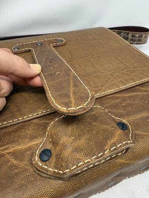 Leather Messenger Bag - Cocoa Elephant x Natural