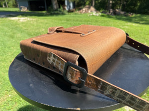 Leather Messenger Bag - Cocoa Elephant x Natural