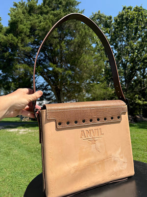 Leather Messenger Bag - Cocoa Elephant x Natural