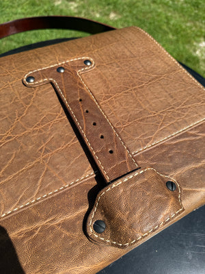 Leather Messenger Bag - Cocoa Elephant x Natural