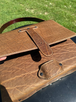 Leather Messenger Bag - Cocoa Elephant x Natural