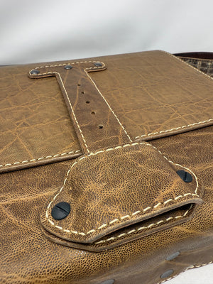 Leather Messenger Bag - Cocoa Elephant x Natural