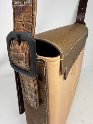 Leather Messenger Bag - Cocoa Elephant x Natural