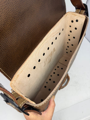 Leather Messenger Bag - Cocoa Elephant x Natural