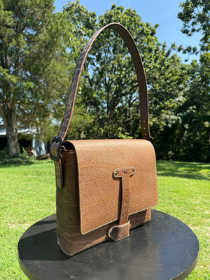 Leather Messenger Bag - Cocoa Elephant x Natural