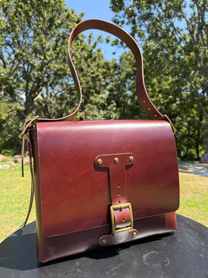 Leather Messenger Bag - “Lounge Brown” Buffalo