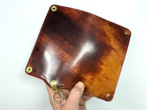 Long 5G Biker Leather Chain Wallet - Burgundy Shell Cordovan