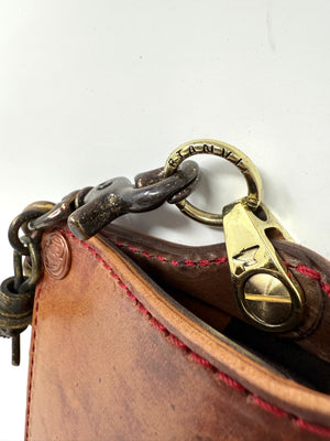 Long 5G Biker Leather Chain Wallet - Burgundy Shell Cordovan