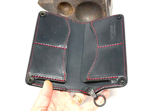 Long 5G Biker Leather Chain Wallet - Purp/Red Anvil Rider Skully
