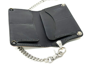 Long 5G Biker Leather Chain Wallet - Turquoise Shell Cordovan
