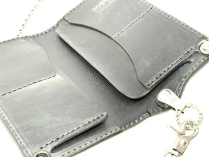 Long 5G Biker Leather Chain Wallet - Turquoise Shell Cordovan