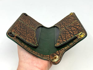 Long Biker Chain Wallet - Forrest Green Nubuck Alligator w/ Elephant Inlay