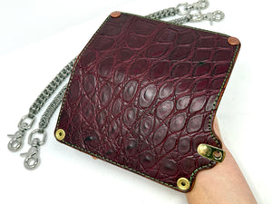 Long Biker Chain Wallet Gen4 - “Burgundy” Alligator