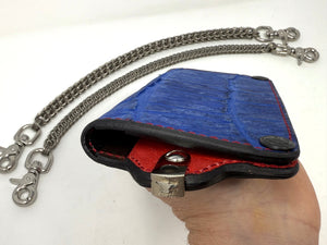 Long Biker Chain Wallet Gen4 - “Nubuck Blue” Alligator