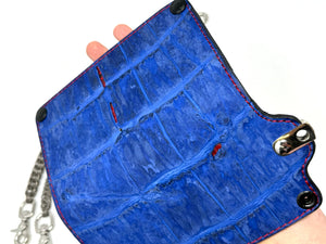 Long Biker Chain Wallet Gen4 - “Nubuck Blue” Alligator