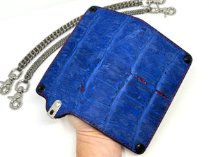 Long Biker Chain Wallet Gen4 - “Nubuck Blue” Alligator