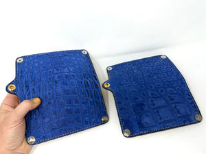 Long Biker Chain Wallet - Nubuck Blue American Alligator