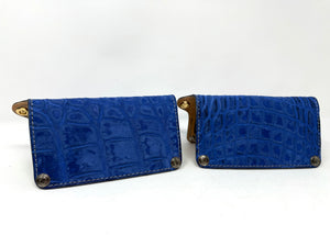 Long Biker Chain Wallet - Nubuck Blue American Alligator