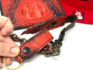 Long Biker Chain Wallet - Red Hornback Alligator “SLASHER WALLET”