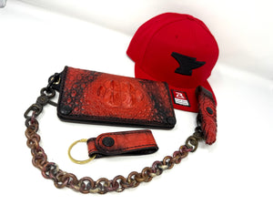 Long Biker Chain Wallet - Red Hornback Alligator “SLASHER WALLET”