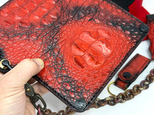 Long Biker Chain Wallet - Red Hornback Alligator “SLASHER WALLET”