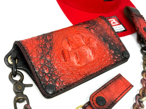 Long Biker Chain Wallet - Red Hornback Alligator “SLASHER WALLET”