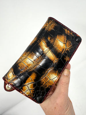 Long Biker Chain Wallet - “Tortoise” Alligator