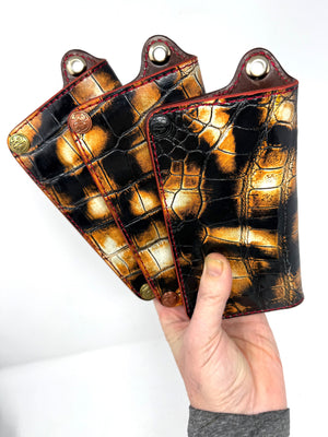 Long Biker Chain Wallet - “Tortoise” Alligator