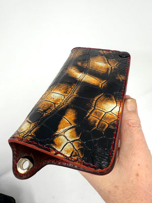 Long Biker Chain Wallet - “Tortoise” Alligator