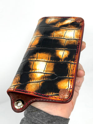 Long Biker Chain Wallet - “Tortoise” Alligator